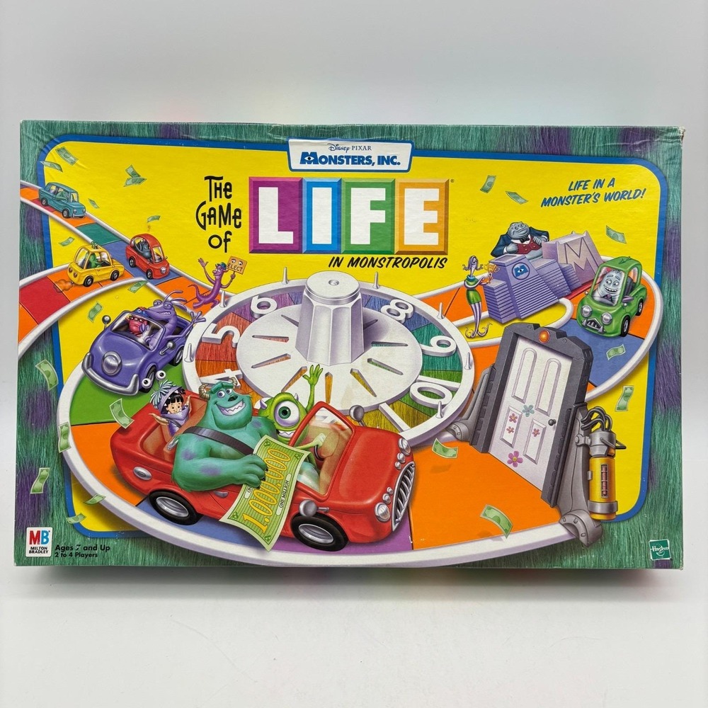 The Game of Life Monsters Inc COMPLETE Milton Bradley 2001 Disney Pixar Family